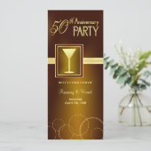 50周年結婚記念パーティー - ゴールドのモノグラム 招待状 (スタンド正面)