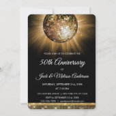 50周年結婚記念パーティー ゴールド ディスコボール 招待状 (正面)