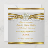 50周年結婚記念パーティー ゴールド ホワイトパール 招待状 (裏面)