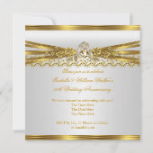 50周年結婚記念パーティー ゴールド リング 白 招待状 (裏面)