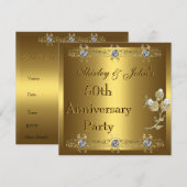 50周年結婚記念パーティー ゴールド 招待状 (正面/裏面)