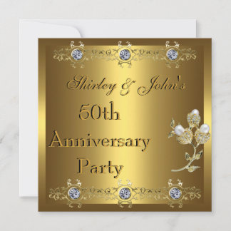 50周年結婚記念パーティー ゴールド 招待状