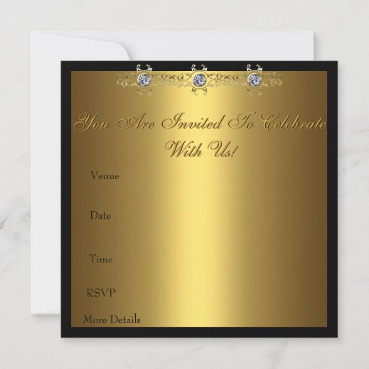 50周年結婚記念パーティー ゴールド 招待状 (裏面)