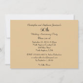 50周年結婚記念パーティー フラワーデザインのゴールド生地 招待状 (裏面)