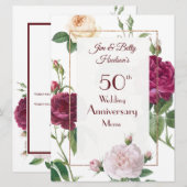 50周年結婚記念パーティー - メニューカード メニュー (正面/裏面)