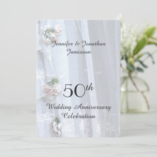 50周年結婚記念パーティー ヴィンテージ ラ lace 招待状 (スタンド正面)