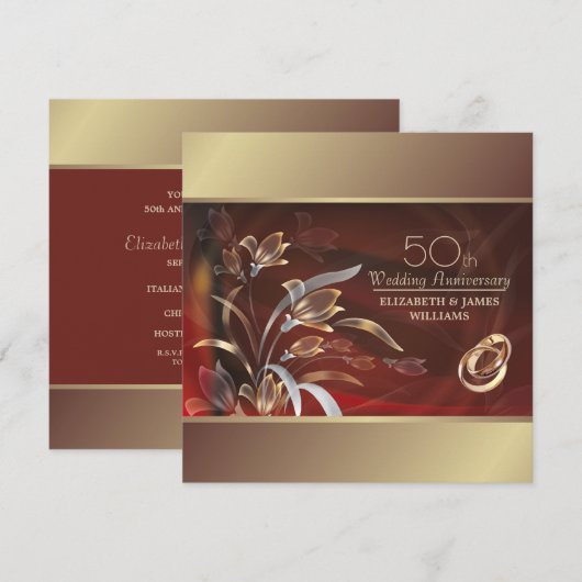 50周年結婚記念パーティー 招待状 (正面/裏面)