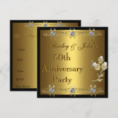 50周年結婚記念パーティー 招待状 ゴールド (正面/裏面)