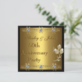 50周年結婚記念パーティー 招待状 ゴールド (スタンド正面)