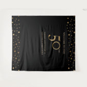 50周年結婚記念写真の背景　ゴールドブラック タペストリー (正面(横))