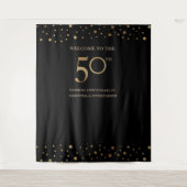 50周年結婚記念写真の背景　ゴールドブラック タペストリー (正面)