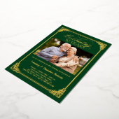 50周年結婚記念写真グリーンゴールド 箔招待状 (回転した状態)