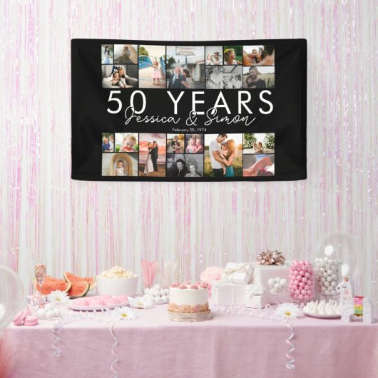 50周年結婚記念写真コラージュ 横断幕 (パーティー)