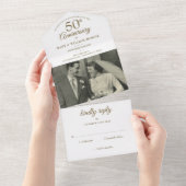 50周年結婚記念写真モノグラム オールインワン招待状 (貼ってはがせる)