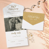 50周年結婚記念写真モノグラム オールインワン招待状