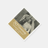 50周年結婚記念写真 エレガント ゴールド スタンダードカクテルナプキン (角)