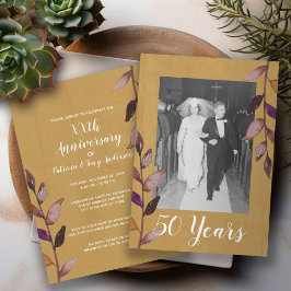 50周年結婚記念写真 - ゴールドのナス 招待状