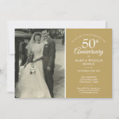 50周年結婚記念写真 ゴールドハートコンフェッティ 招待状 (正面)