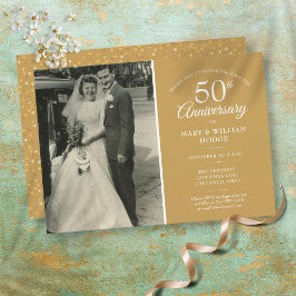 50周年結婚記念写真 ゴールドハート コンフェッティ 招待状
