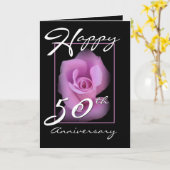 50周年結婚記念日おめでとうピンクのバラ カード (黄色い花)