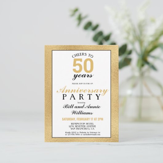 50周年結婚記念日おめでとう 50年を祝おうパーティー ポストカード (スタンド正面)