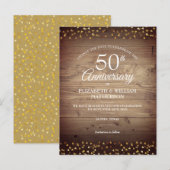 50周年結婚記念日おめでとう Rustic 案内ポストカード (正面/裏面)