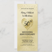 50周年結婚記念日お祝いゴールドコンフェッティ 招待状 (裏面)