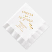50周年結婚記念日のお祝い 二つのハート 箔ナプキン (右)