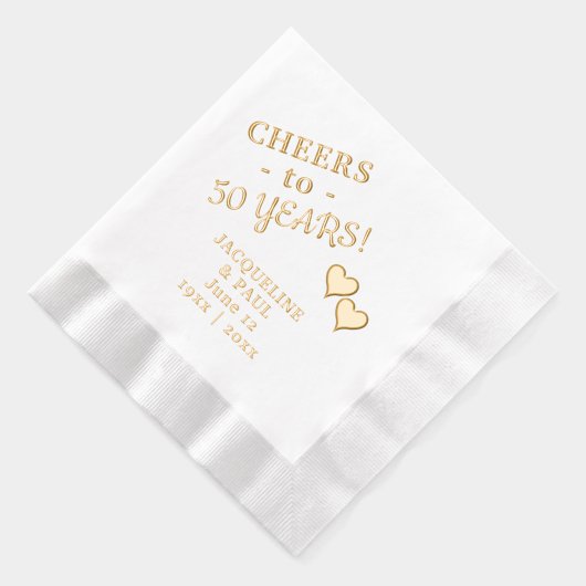 50周年結婚記念日のお祝い　二つのハート 箔ナプキン (右)
