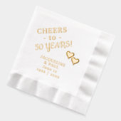 50周年結婚記念日のお祝い 二つのハート 箔ナプキン (左)