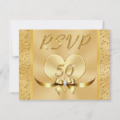 50周年結婚記念日のためのゴールドのRSVPカード 招待状 (正面)