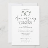 50周年結婚記念日のエレガントなスクリプト招待状 招待状 (正面)