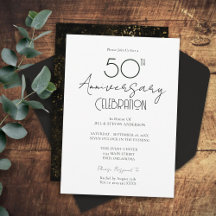 50周年結婚記念日のエレガントなスクリプト招待状