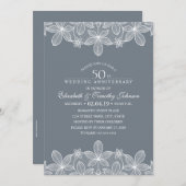 50周年結婚記念日のエレガントなラグジュアリーなレース 招待状 (正面/裏面)