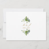 50周年結婚記念日のグリーンとゴールドの写真 招待状 (裏面)