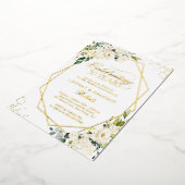 50周年結婚記念日のグリーンとゴールドの幾何学模様 箔招待状 (回転した状態)