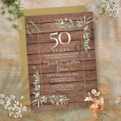 50周年結婚記念日のグリーンとラスティックウッド 招待状