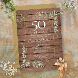 50周年結婚記念日のグリーンとラスティックウッド 招待状