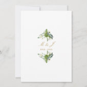 50周年結婚記念日のグリーンゴールドモノグラム 招待状 (裏面)