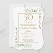 50周年結婚記念日のグリーンリース 招待状 (正面)