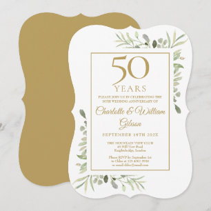 50周年結婚記念日のグリーンリース 招待状