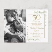 50周年結婚記念日のグリーン写真 案内ポストカード (正面)