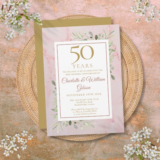 50周年結婚記念日のグリーン 招待状
