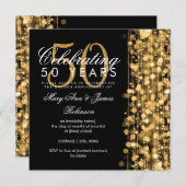 50周年結婚記念日のゴージャスな輝きのあるゴールド 招待状 (正面/裏面)