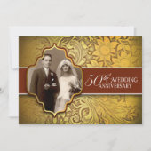50周年結婚記念日のゴールデンフォト招待状 招待状 (正面)