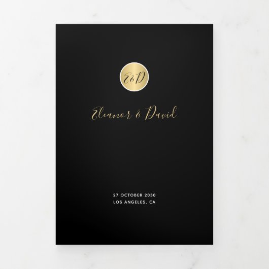 50周年結婚記念日のゴールドアニバーサリー写真QR RSVP 三つ折り案内状 (カバー)