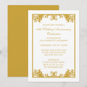 50周年結婚記念日のゴールドエレガントスクロール 招待状 (正面/裏面)