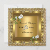 50周年結婚記念日のゴールドエレガント 招待状 (正面)