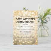 50周年結婚記念日のゴールドグリッターイルミネーション 招待状 (スタンド正面)