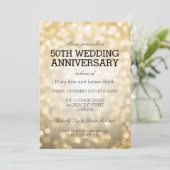 50周年結婚記念日のゴールドグリッターイルミネーション 招待状 (スタンド正面)